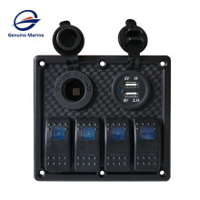 Boat Yacht Car RV DC12v Voltmeter Dual USB LED light Waterproof Marine Switch Panel